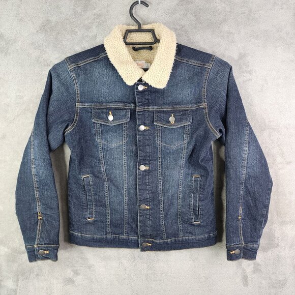 Boys Wonder Nation Sherpa-Lined Denim Jacket Button Up Youth Size XXL 18 - Picture 2 of 9